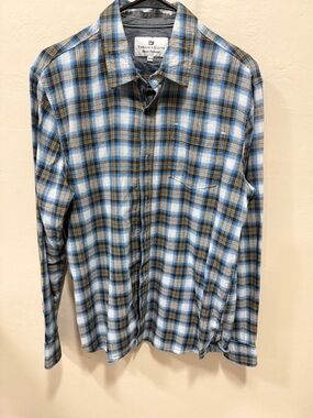 Men’s Thread & Cloth Long Sleeve Button Down Blue Plaid Sz M Great for Camping
